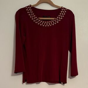 Rafaella Burgundy T-shirt with gold detail